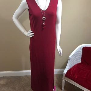 Gap Burgundy, sleeveless, side split maxi dress